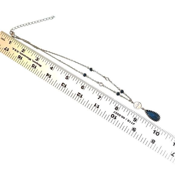 New York Yankees MLBP Necklace with Blue Crystal Drop - Picture 9 of 10